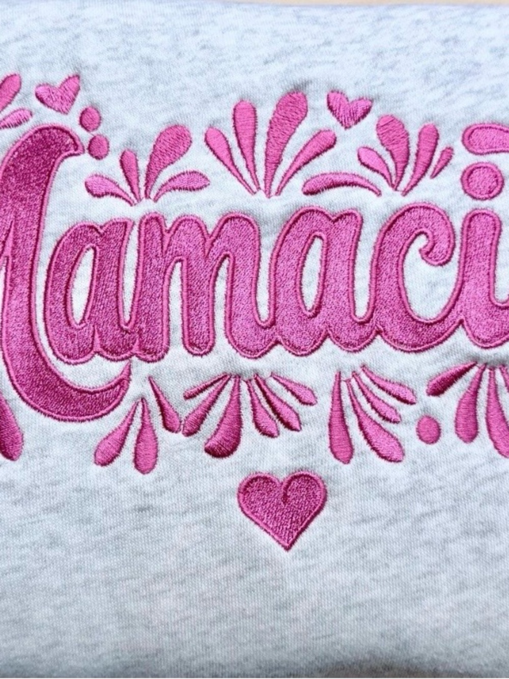 Women’s Crewneck Sweater with Pink Embroidered Design